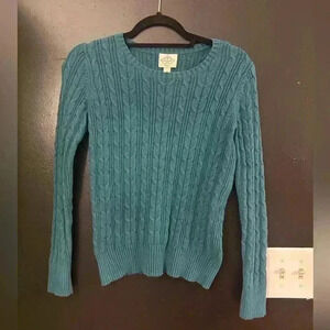 Woman’s XS St John’s Bay Teal Cable Knit Sweater